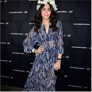 H&M blue and white maxi dress with cinched waist